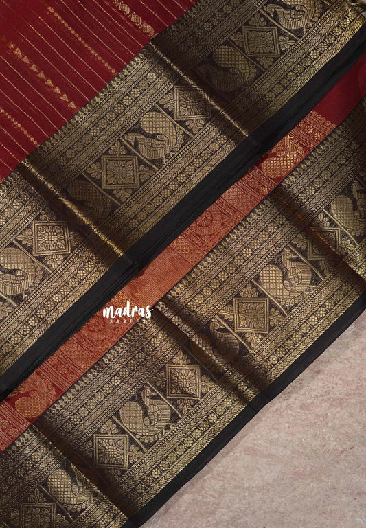 Majestic Maroon - Korvai silk cotton rich pallu With vaira oosi body