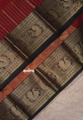 Majestic Maroon - Korvai silk cotton rich pallu With vaira oosi body