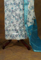 Amitha – Pastel Beige kota cotton with Floral Prints and Zari Border Dupatta Salwar Suit