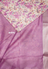 Shalini -  Lightweight kota paper silk saree with floral prints - Onion pink