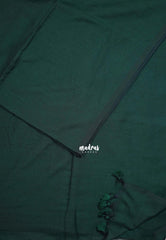 Dark Green - Kotravai - Plain khadi with kalamkari cotton blouse combo -Perfect for Regular Wear | Teachers | Professors Friendly