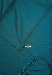 Teal Blue - Kotravai - Plain khadi with kalamkari cotton blouse combo -Perfect for Regular Wear | Teachers | Professors Friendly