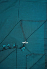 Teal Blue - Kotravai - Plain khadi with kalamkari cotton blouse combo -Perfect for Regular Wear | Teachers | Professors Friendly