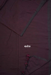 Dark Coffee Brown - Kotravai - Plain khadi with kalamkari cotton blouse combo -Perfect for Regular Wear | Teachers | Professors Friendly