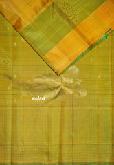 Classic Turmeric Yellow - Kumudavalli - Pure Kanchivaram Wedding Bridal Silk Saree Big Kattam with Skirt border - Perfect for Wedding Functions