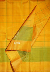 Classic Turmeric Yellow - Kumudavalli - Pure Kanchivaram Wedding Bridal Silk Saree Big Kattam with Skirt border - Perfect for Wedding Functions