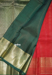 Chilli Red - Kumudavalli - Pure Kanchivaram Wedding Bridal Silk Saree Vaira Oosi Zari Weaving with Peacock Buttas - Perfect for Wedding Functions