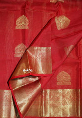 Chilli Red - Kumudavalli - Pure Kanchivaram Wedding Bridal Silk Saree Vaira Oosi Zari Weaving with Peacock Buttas - Perfect for Wedding Functions