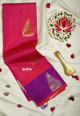 Queen's Pink - Kumudavalli - Pure Kanchivaram Wedding Bridal Silk Saree Temple Border with Temple Buttas - Perfect for Wedding Functions
