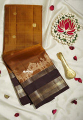 Mustard Honey - Kumudavalli - Pure Kanchivaram Wedding Bridal Silk Saree Contrast Pallu and Blouse with Pallaku Design Weaving Border - Perfect for Wedding Functions / Gifting