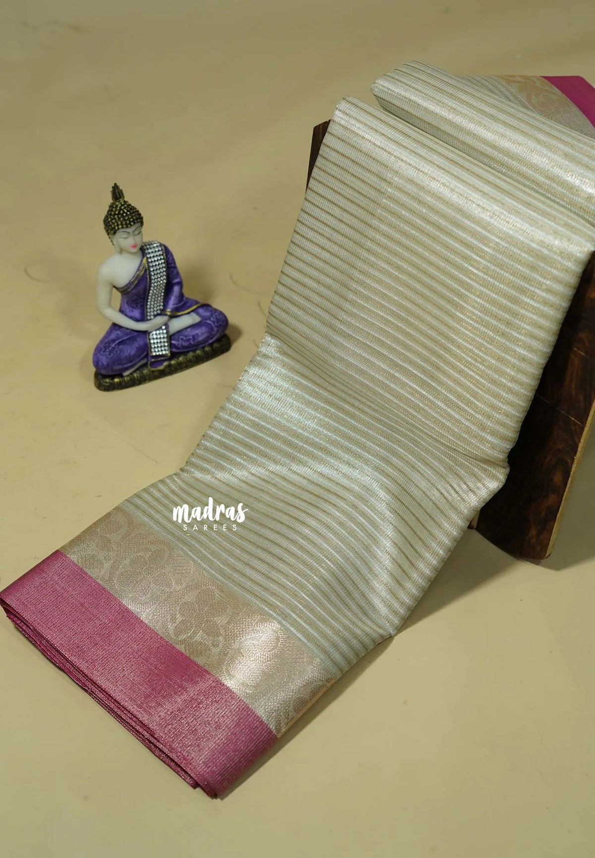 Dual shade Taupe with Pink - Kushboo -  Banarasi Tissue silk saree with floral border