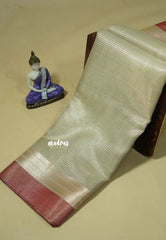 Dual shade Taupe with Red - Kushboo -  Banarasi Tissue silk saree with getti border