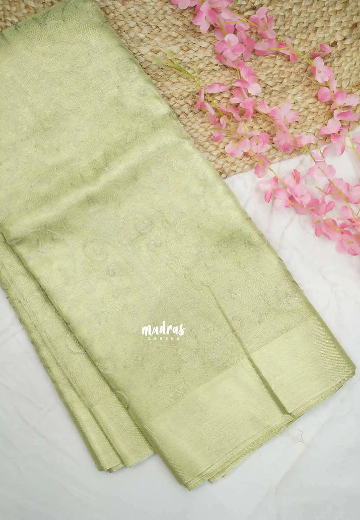 Kushboo -  Banarasi Tissue silk with embroidery - Pastel green