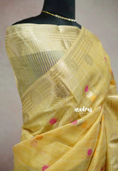 Golden Yellow - Banarasi Kota Tissue Ghicha silk Pastel shades - Kushboo