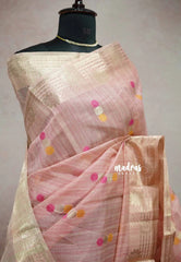 Baby pink - Banarasi Kota Tissue Ghicha silk Pastel shades - Kushboo