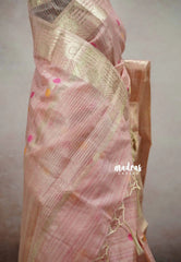 Baby pink - Banarasi Kota Tissue Ghicha silk Pastel shades - Kushboo