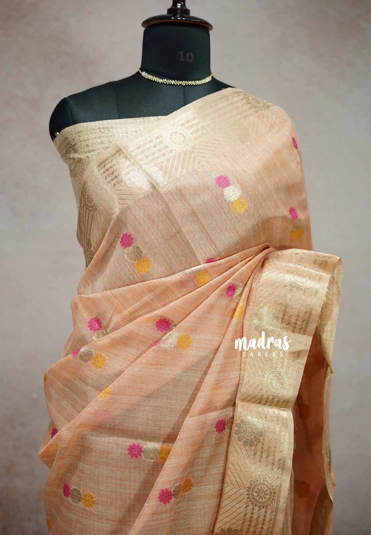 Melon peach - Banarasi Kota Tissue Ghicha silk Pastel shades - Kushboo