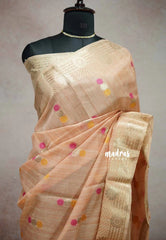 Melon peach - Banarasi Kota Tissue Ghicha silk Pastel shades - Kushboo