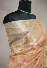 Melon peach - Banarasi Kota Tissue Ghicha silk Pastel shades - Kushboo