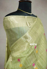 Pista green - Banarasi Kota Tissue Ghicha silk Pastel shades - Kushboo