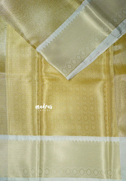 Bright Golden Yellow Bloom - Kushboo -  Banarasi Tissue silk saree Dual shade