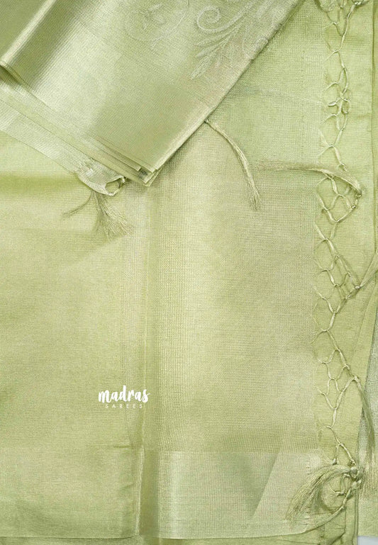 Kushboo -  Banarasi Tissue silk with embroidery - Pastel green