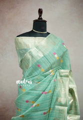 Turquoise blue - Banarasi Kota Tissue Ghicha silk Pastel shades - Kushboo