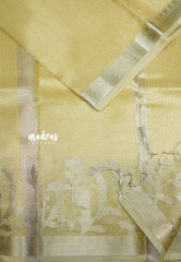 Gold yellow - Banarasi Kota Tissue silk self zari jamdani weaving border