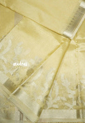 Gold yellow - Banarasi Kota Tissue silk self zari jamdani weaving border