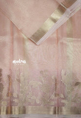 Pastel pink - Banarasi Kota Tissue silk self zari jamdani weaving border