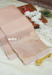 Pastel pink - Banarasi Kota Tissue silk self zari jamdani weaving border