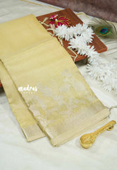 Gold yellow - Banarasi Kota Tissue silk self zari jamdani weaving border