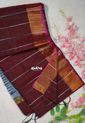 Majestic Maroon D2 - Leela Soft Khadi with Ikkat Pallu - Perfect for Regular Wear | Office Wear | Casual Wear