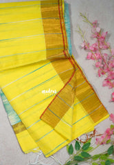 Lemon Yellow D5 - Leela Soft Khadi with Ikkat Pallu - Perfect for Regular Wear | Office Wear | Casual Wear
