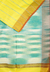 Lemon Yellow D5 - Leela Soft Khadi with Ikkat Pallu - Perfect for Regular Wear | Office Wear | Casual Wear