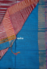 Soap Blue D2 - Leela Soft Khadi with Ikkat Pallu - Perfect for Regular Wear | Office Wear | Casual Wear