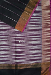 Jet Black D2- Leela Soft Khadi with Ikkat Pallu - Perfect for Regular Wear | Office Wear | Casual Wear