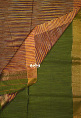 Olive Green - Leela Soft Khadi with Ikkat Pallu - Perfect for Regular Wear | Office Wear | Casual Wear