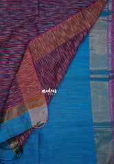 Soap Blue D3 - Leela Soft Khadi with Ikkat Pallu - Perfect for Regular Wear | Office Wear | Casual Wear