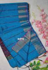Soap Blue D4 - Leela Soft Khadi with Ikkat Pallu - Perfect for Regular Wear | Office Wear | Casual Wear