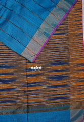 Dark Blue D1 - Leela Soft Khadi with Ikkat Pallu - Perfect for Regular Wear | Office Wear | Casual Wear