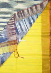 Lemon Yellow D2 - Leela Soft Khadi with Ikkat Pallu - Perfect for Regular Wear | Office Wear | Casual Wear