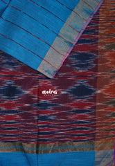Soap Blue D4 - Leela Soft Khadi with Ikkat Pallu - Perfect for Regular Wear | Office Wear | Casual Wear