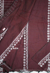 Leela -  Soft khadi saree with horizontal thread weaving - Maroon