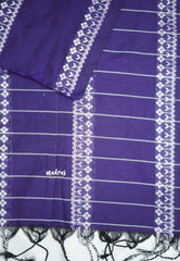 Leela -  Soft khadi saree with horizontal thread weaving - Purple