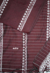 Leela -  Soft khadi saree with horizontal thread weaving - Maroon