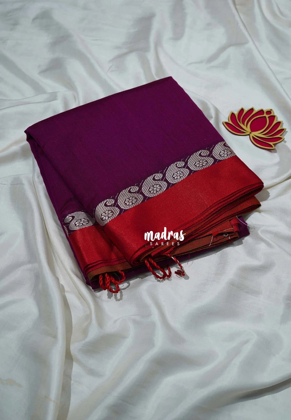Magenta Purple - Leela Premium Khadi Cotton with Thread Weaving Mango Border - Perfect for Office Wear