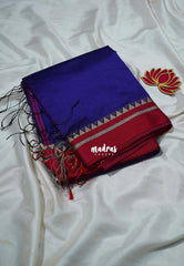 Violet Blue - Leela Premium Khadi Cotton with Thread Weaving Border - Perfect for Office Wear