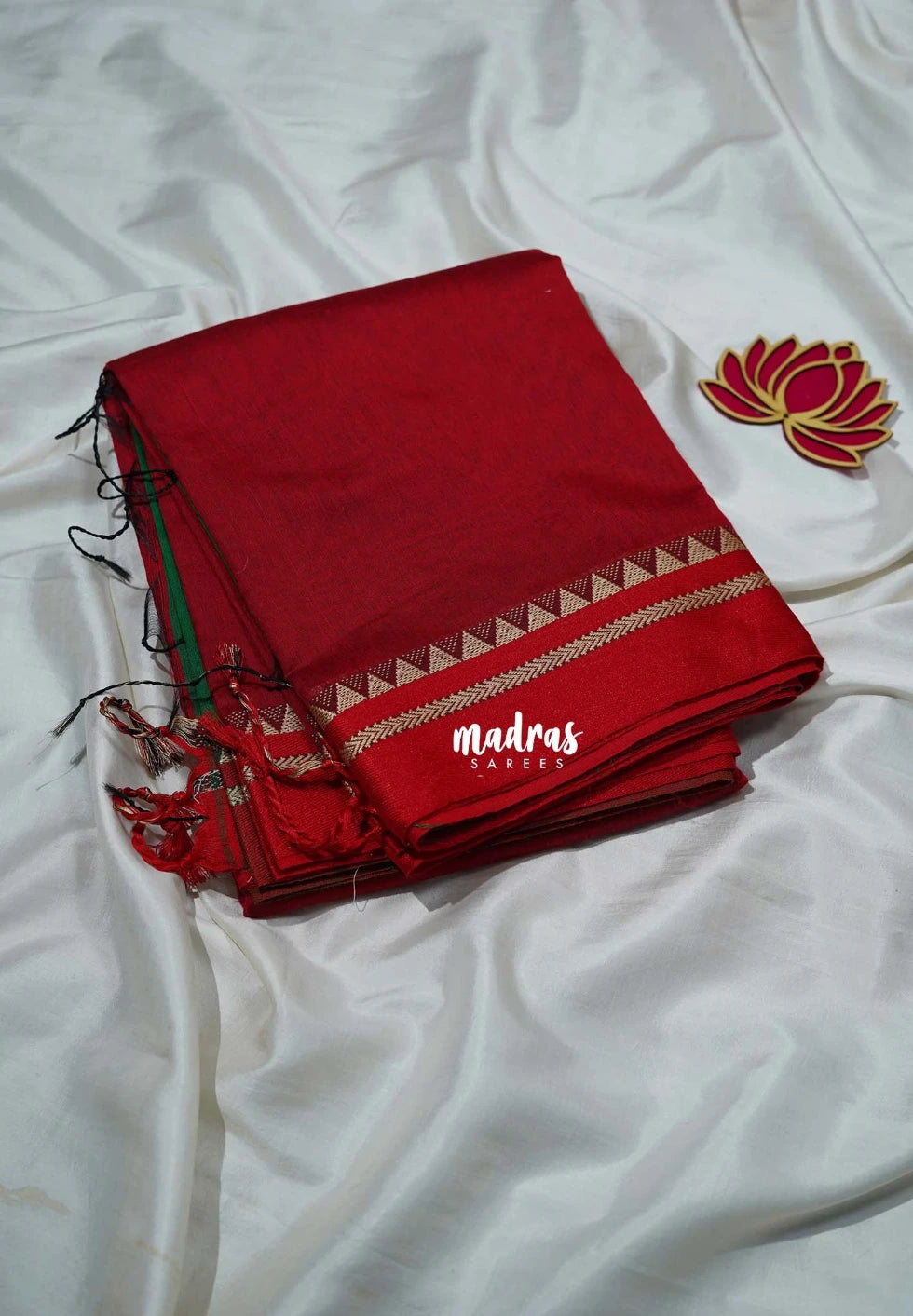 Maroon with Green - Leela Premium Khadi Cotton with Thread Weaving Border - Perfect for Office Wear