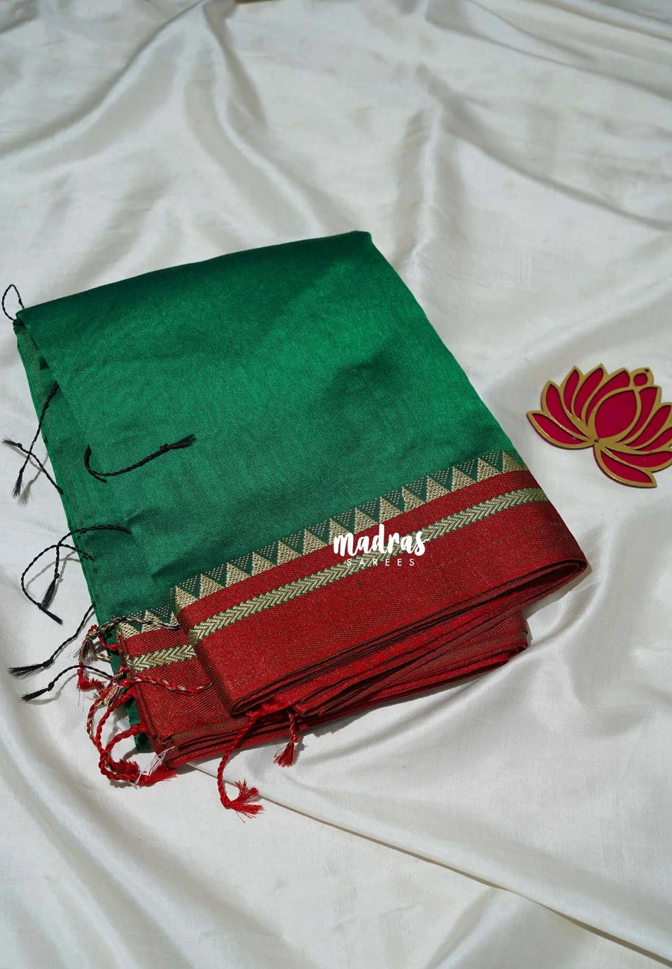 Classic Green - Leela Premium Khadi Cotton with Thread Weaving Border - Perfect for Office Wear